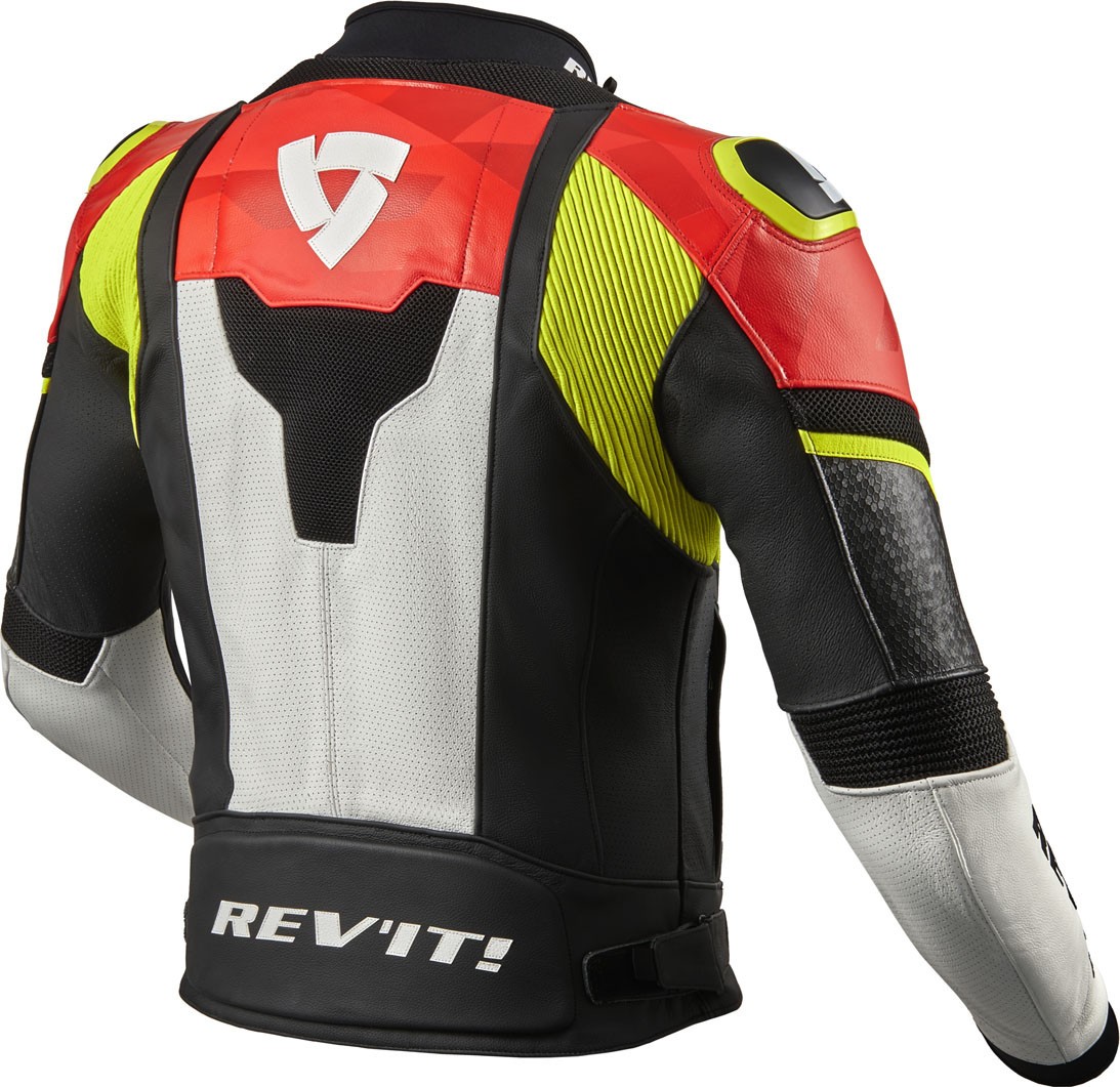 Giacca Giubbotto moto pelle sportiva Rev'it Hyperspeed air nero Rosso black neon red leather jacket