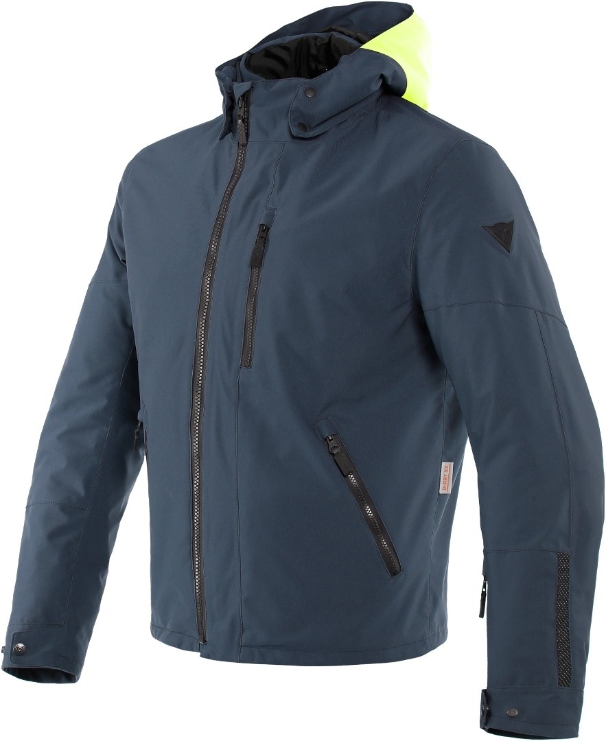 Dainese Mayfair D-dry fluo yellow ebony blu Giacca uomo moto city urban touring adventure nero jacket