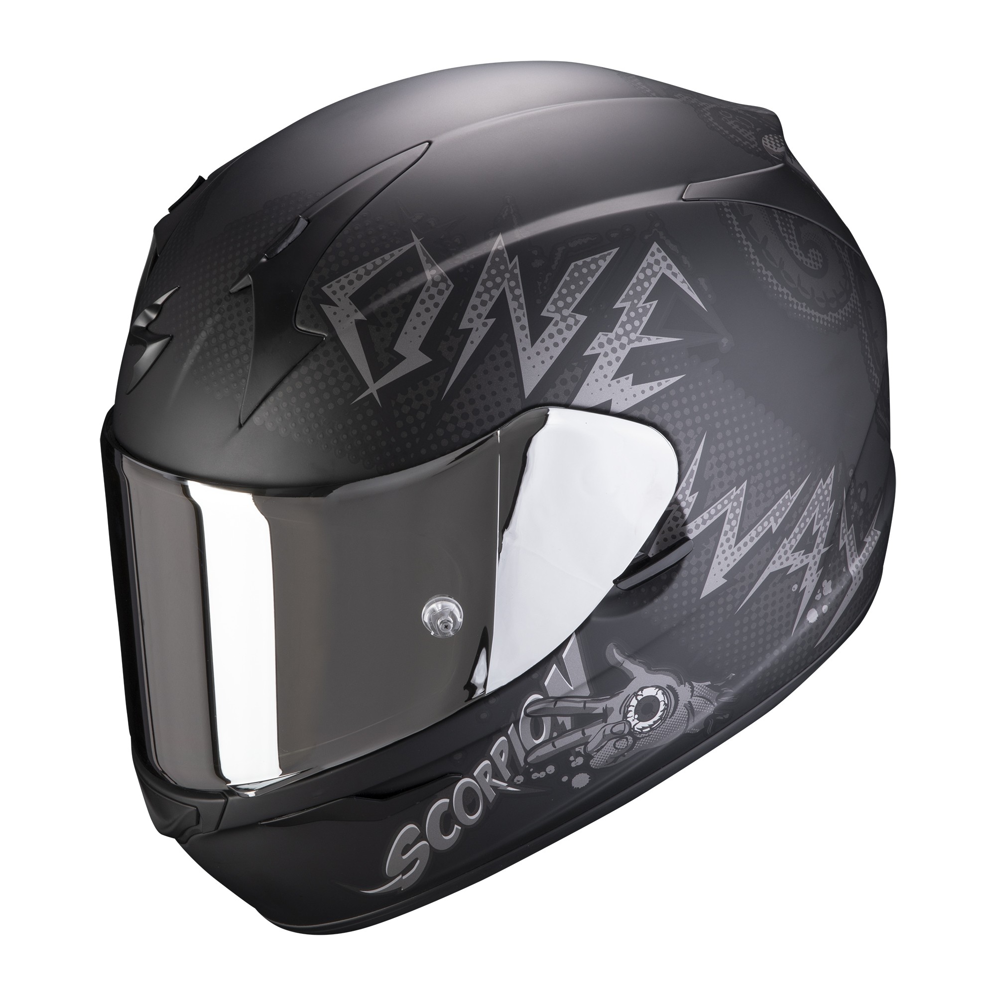 Casco integrale moto Scorpion Exo-390 Oneway nero opaco argento black mat silver helmet casque