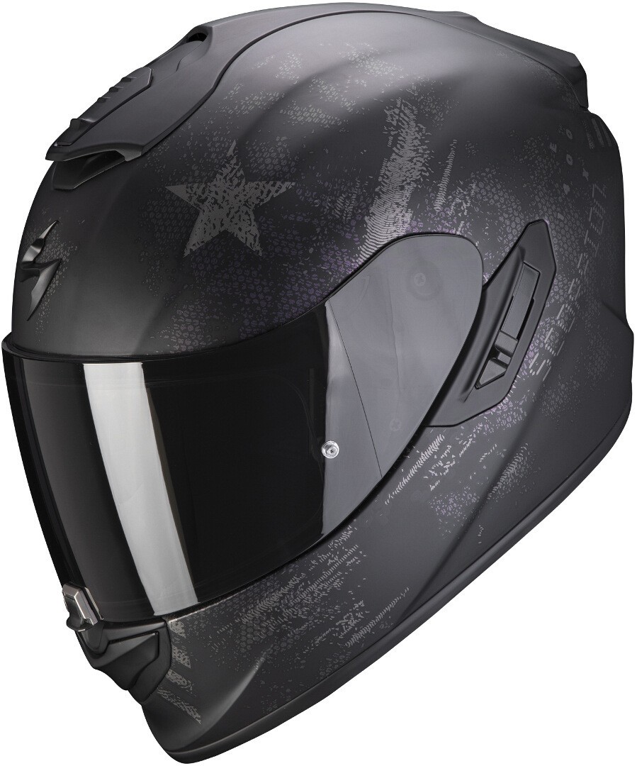 Casco integrale fibra moto Scorpion Exo 1400 air Asio nero opaco argento black matt silver fullface helmet casque