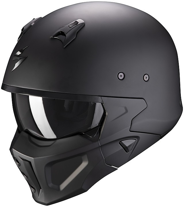 Casco moto vintage naked urban scrambler cafe racer fibra Scorpion Covert-X nero opaco black matt fiber helmet casque
