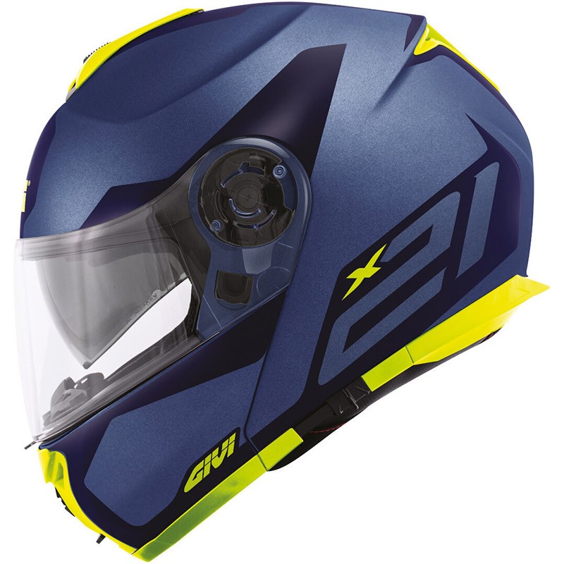 Casco modulare apribile moto Givi X21 hx21 blu opaco giallo fluo yellow blue mat flip up helmet casque