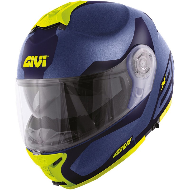 Casco modulare Givi X21 Spirit Blu mat yellow fluo helmet casque