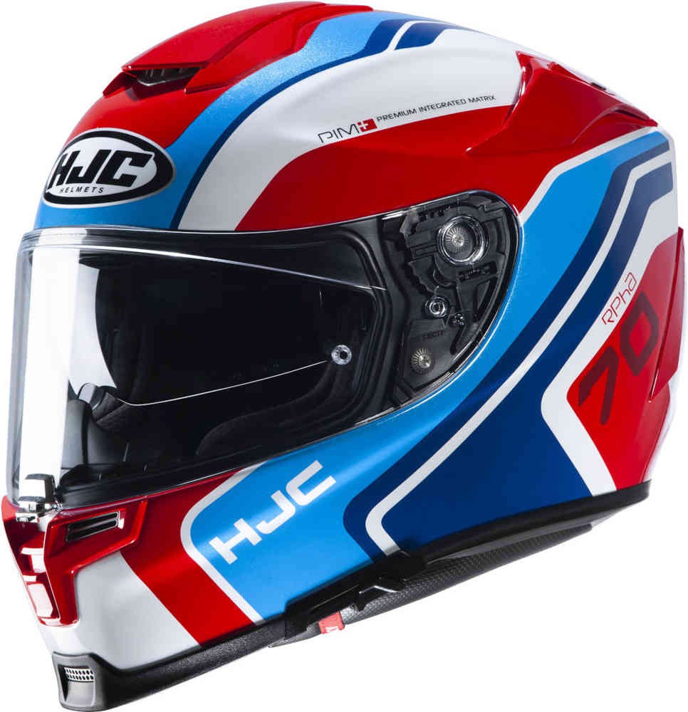 Casco integrale moto fibra Hjc Rpha 70 Kroon bianco blu rosso Mc21 white blue red helmet casque