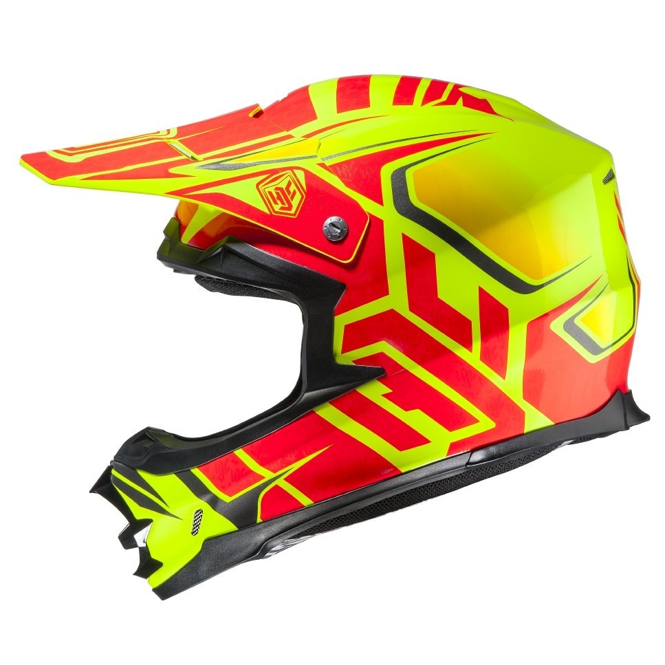 Casco moto cross Hjc FGX Grand Duke MC3 giallo rosso yellow red enduro offroad motard fibra fiber helmet casque
