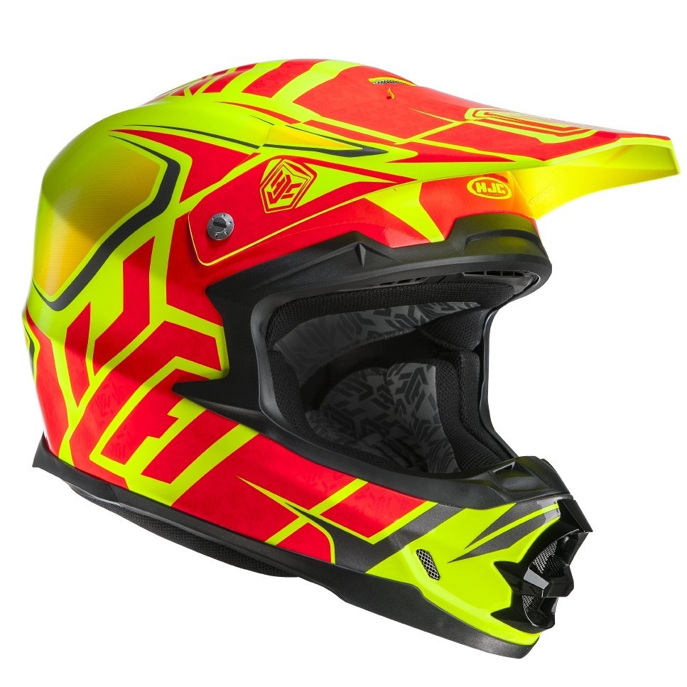 Casco motocross Hjc FGX Grand Duke MC3 giallo rosso yellow red enduro offroad motard fibra fiber helmet casque
