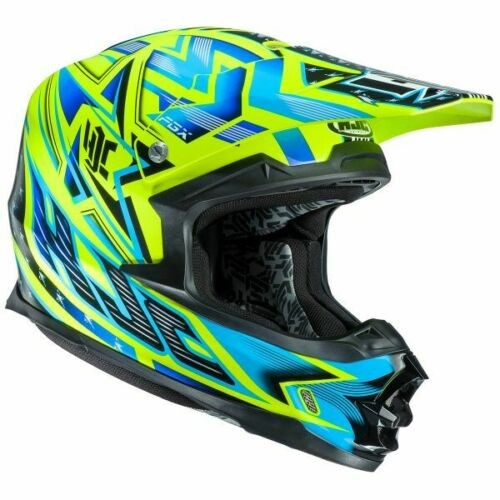 Casco motocross Hjc FGX Tow MC2 blu giallo yellow enduro offroad motard fibra fiber helmet casque