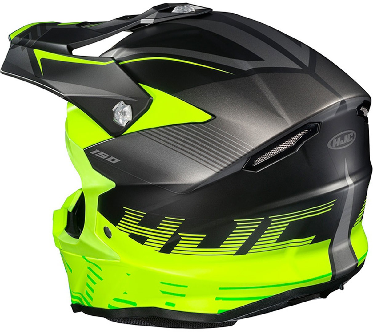 Casco moto cross Hjc I50 Fury MC3 nero giallo black yellow enduro offroad motard fibra fiber helmet casque