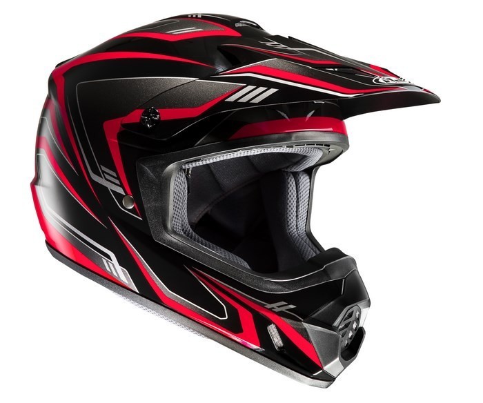 Casco moto cross Hjc Cs-mx II Edge Mc1 nero rosso black red enduro offroad motard helmet casque