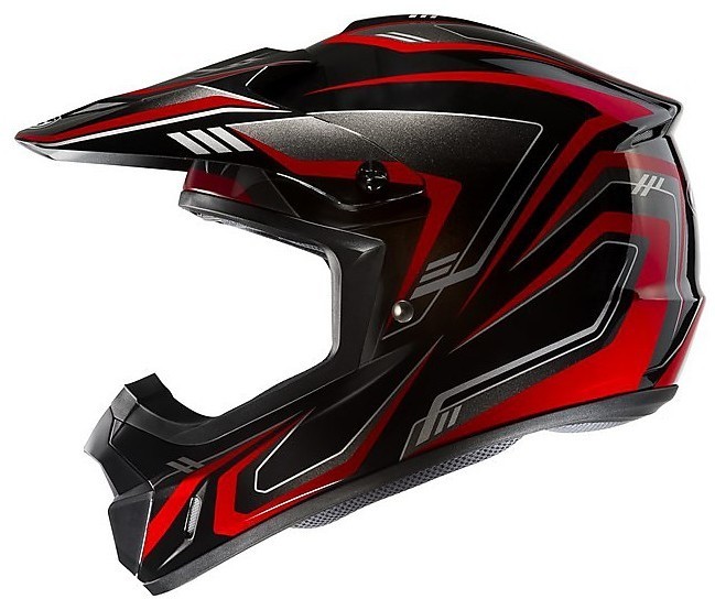 Casco moto cross Hjc Cs-mx II Edge Mc1 nero rosso black red enduro offroad motard helmet casque