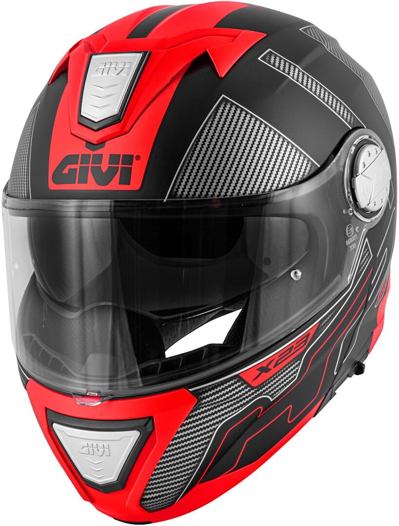 Casco modulare apribile moto Givi X.23 Sydney Protect nero titanio rosso black titanium red Flip up Helmet casque