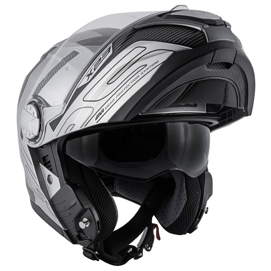 Casco modulare apribile moto Givi X.23 Sydney Protect argento opaco nero silver mat black Flip up Helmet casque
