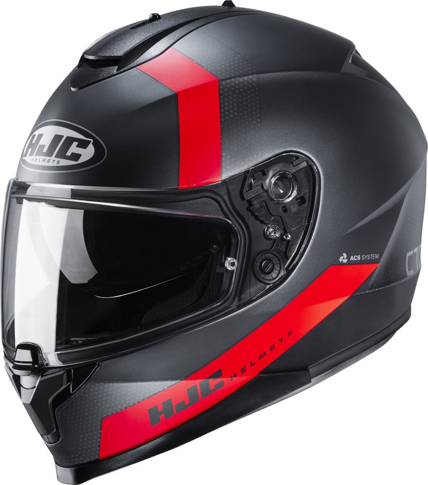 Casco integrale moto Hjc C70 Eura nero opaco rosso MC2sf black mat red helmet casque