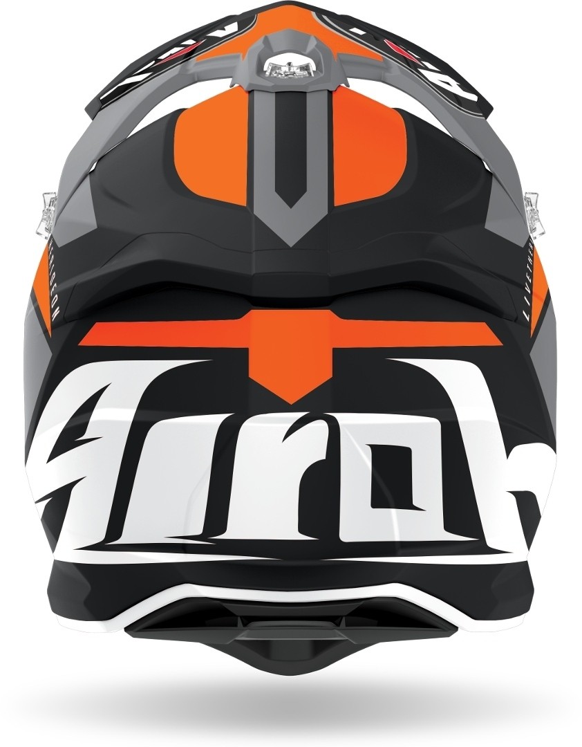 Casco moto cross fibra Airoh Strycker Axe nero arancione black orange matt enduro motard off road fiber helmet casque