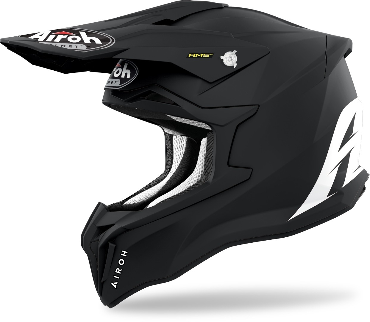 Casco moto cross fibra Airoh Strycker nero opaco black matt enduro motard off road fiber helmet casque