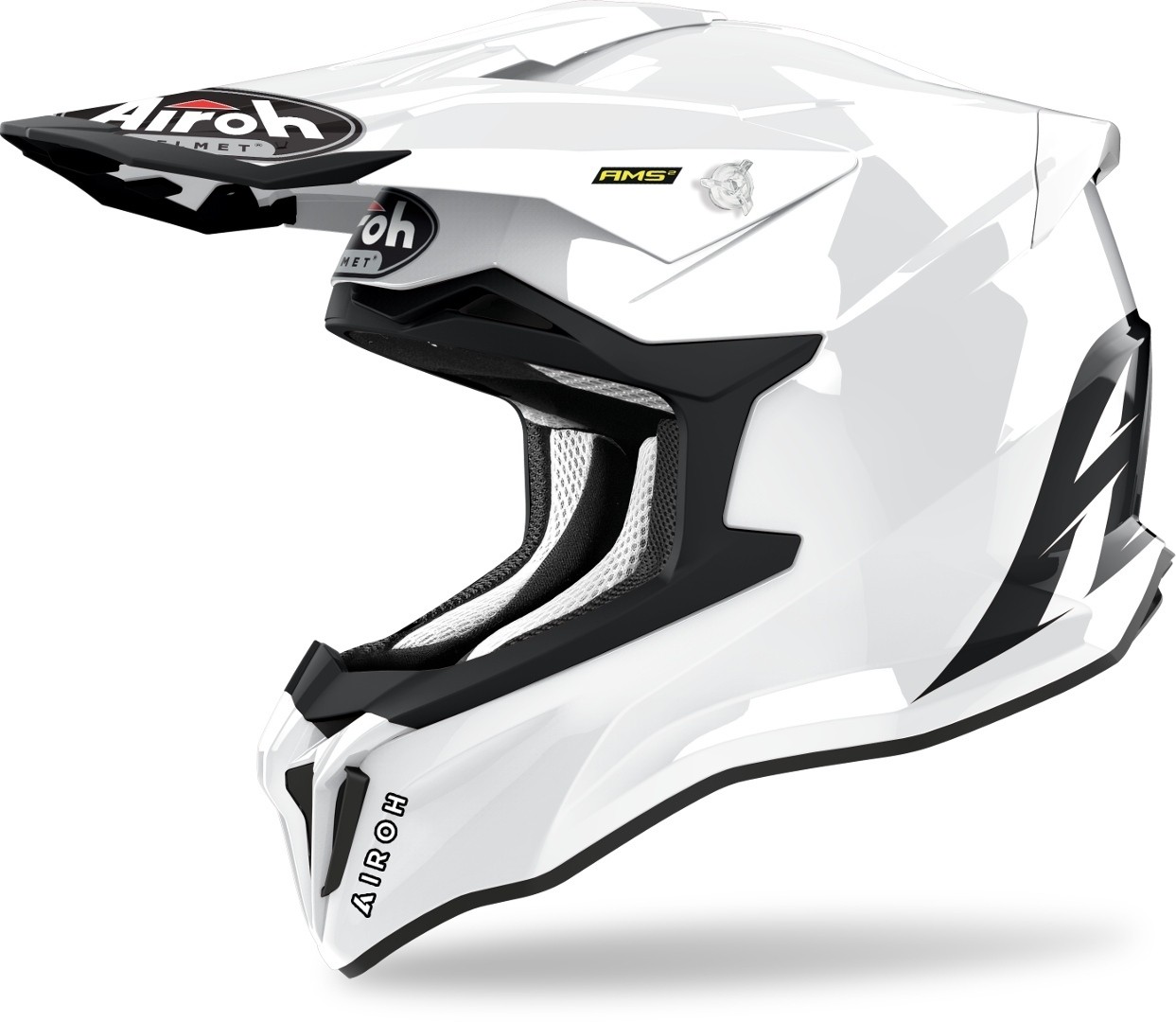 Casco moto cross fibra Airoh Strycker bianco white enduro motard off road fiber helmet casque