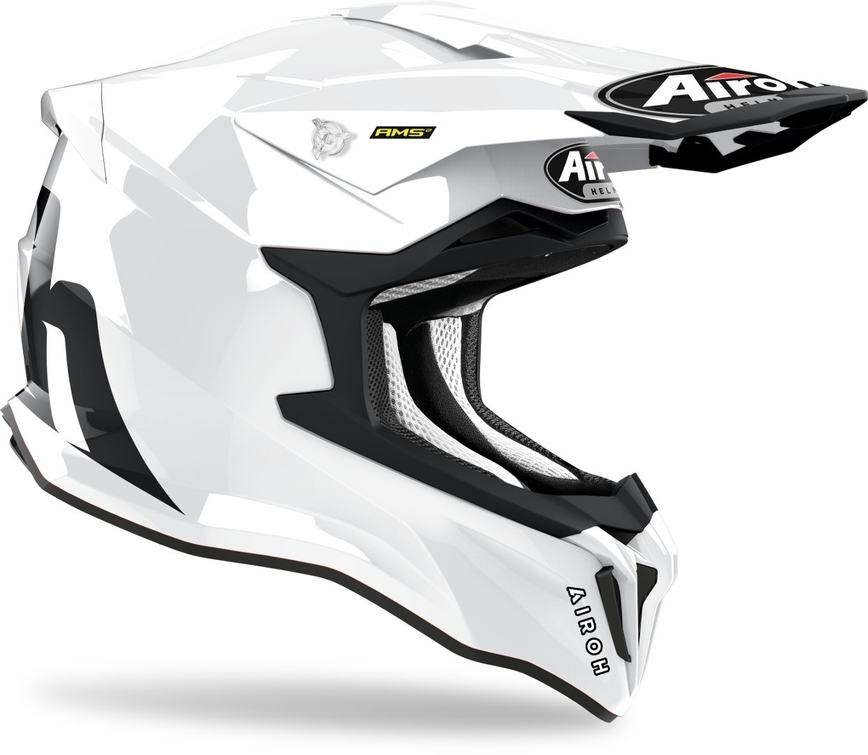 Casco moto cross fibra Airoh Strycker bianco white enduro motard off road fiber helmet casque
