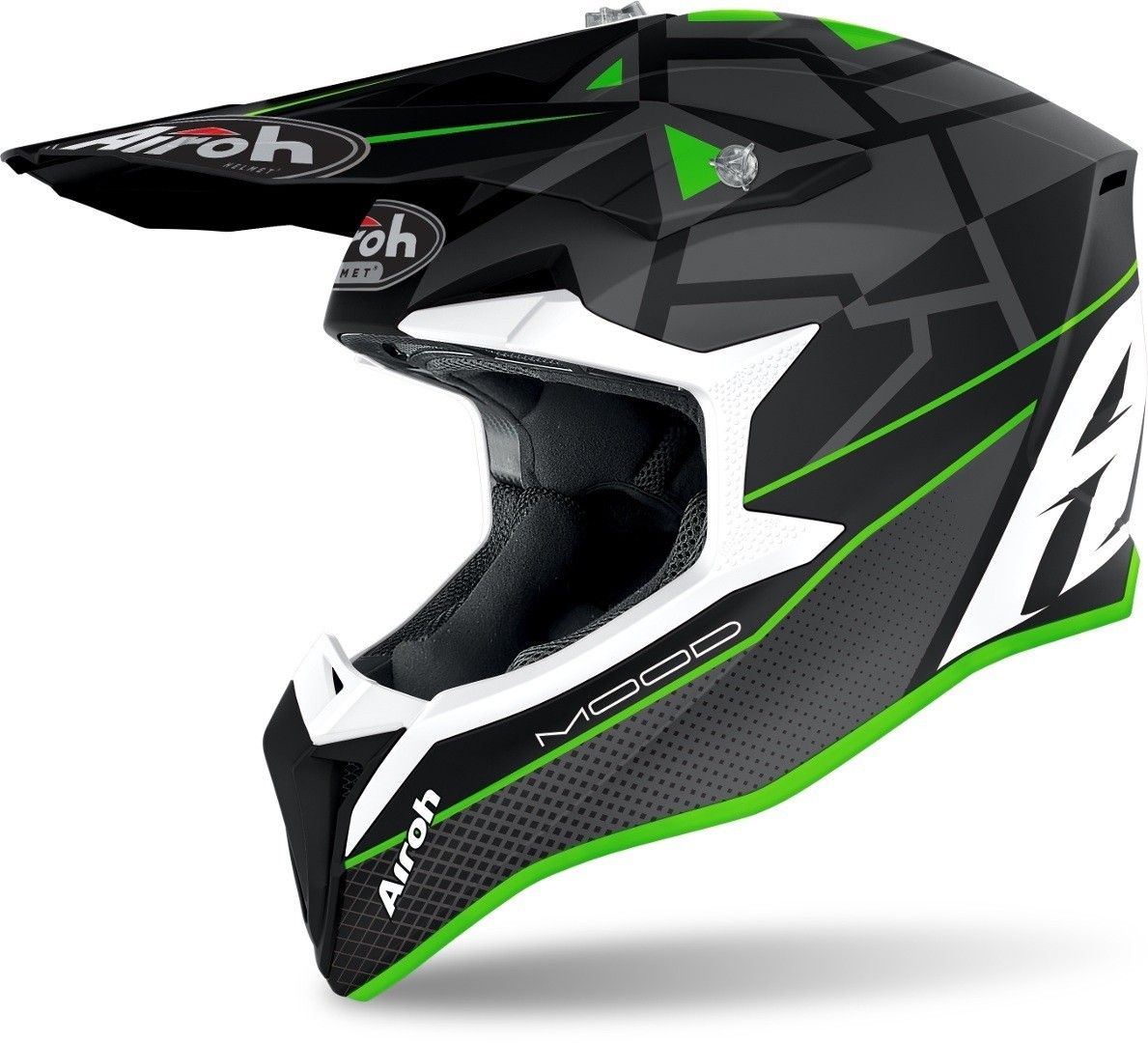 Casco moto cross enduro motard off road Airoh Wraap Mood verde green WRM33 helmet casque