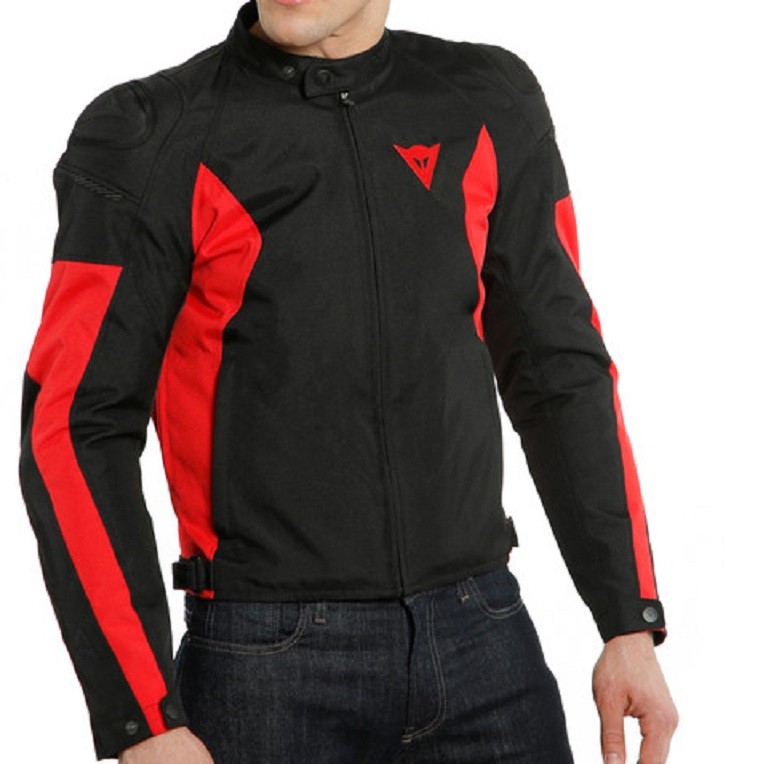 Dainese Mistica Tex nero rosso Black lava red jacket