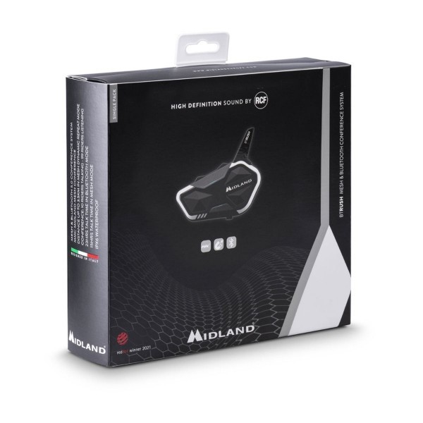 Interfono moto bluetooth Midland BT Rush singolo single Pack