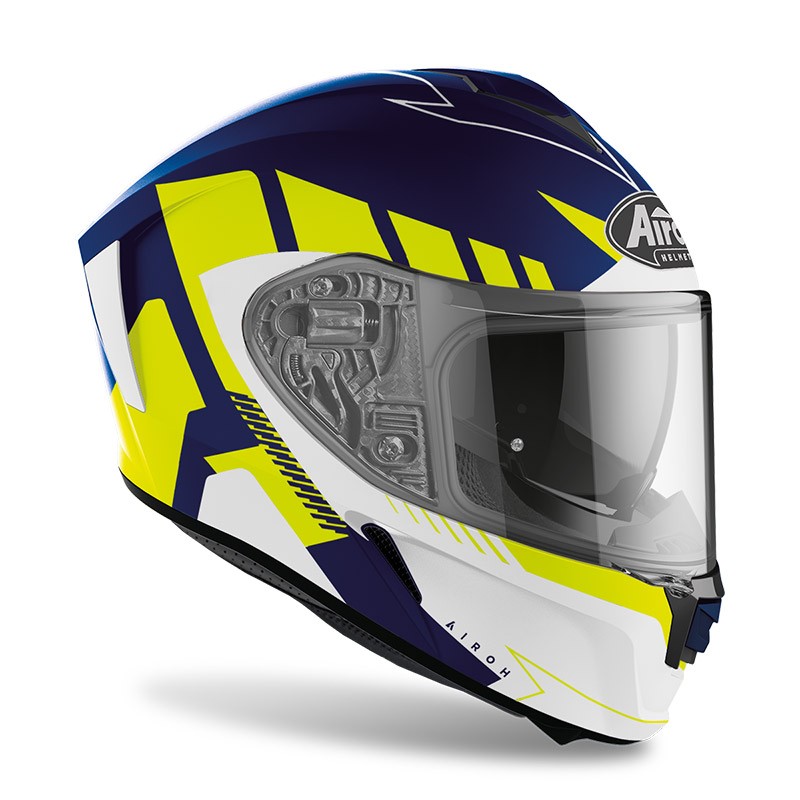 Casco integrale moto Airoh Spark Rise blu giallo fluo yellow blue helmet casque