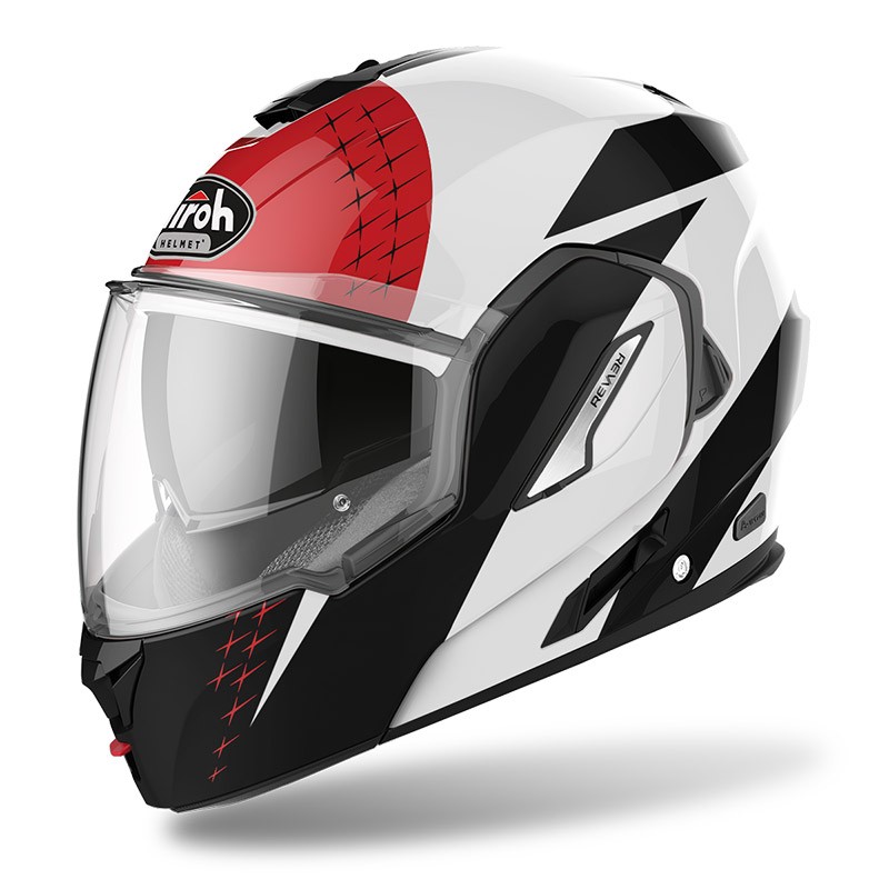 Casco modulare Airoh Rev 19 Leaden white black red helmet casque