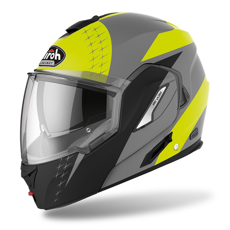 Casco modulare Airoh Rev 19 Leaden grey yellow matt helmet casque
