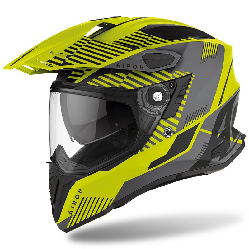 Casco Airoh Commander Boost grigio opaco giallo fluo yellow grey matt CMM39 integrale moto on off adventure helmet casque