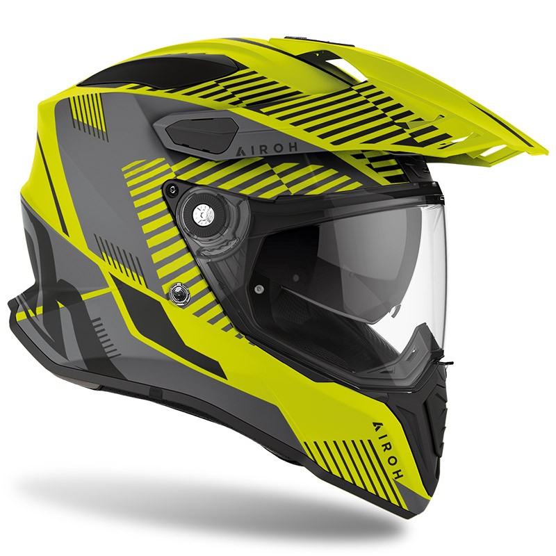 Casco Airoh Commander Boost grigio opaco giallo fluo yellow grey matt CMM39 integrale moto on off adventure helmet casque