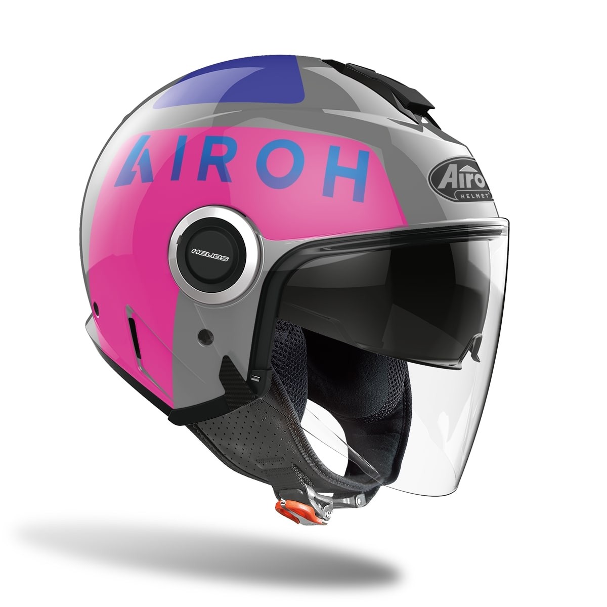 Casco donna jet Airoh Helios UP grigio fucsia grey pink gloss lady woman helmet casque