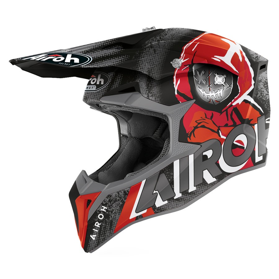 Casco moto cross Airoh Wraap Alien rosso red enduro motard off road helmet casque