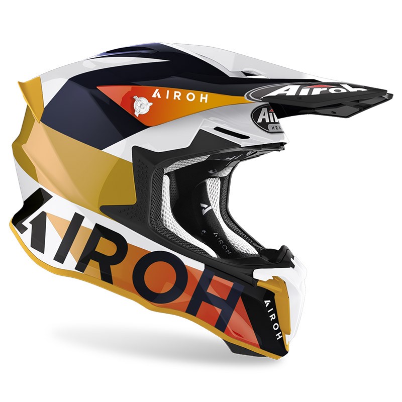 Casco moto cross Airoh Twist 2.0 Lift bianco white gloss enduro motard off road helmet casque