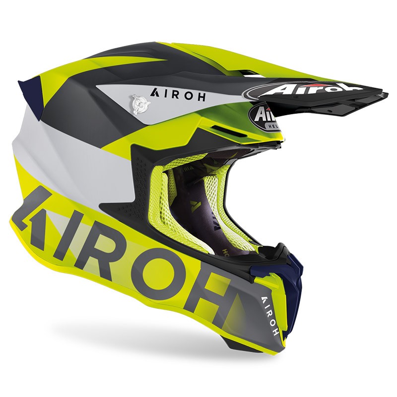Casco moto cross Airoh Twist 2.0 Lift giallo blu opaco yellow blue matt enduro motard off road helmet casque