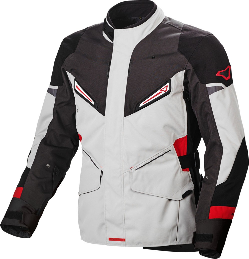 Giacca moto touring Macna Sonar nero grigio chiaro rosso silver black dark grey red jacket