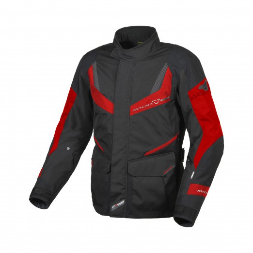 Giacca moto touring Macna Rancher nero rosso black red jacket