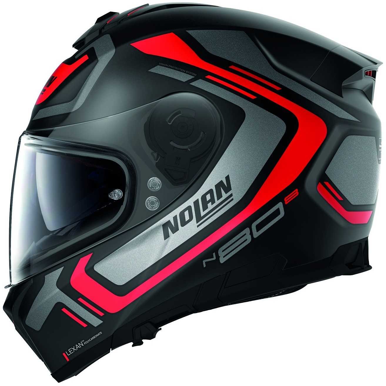 Casco Nolan N80.8 Ally nero opaco rosso flat black red Ncom helmet casque