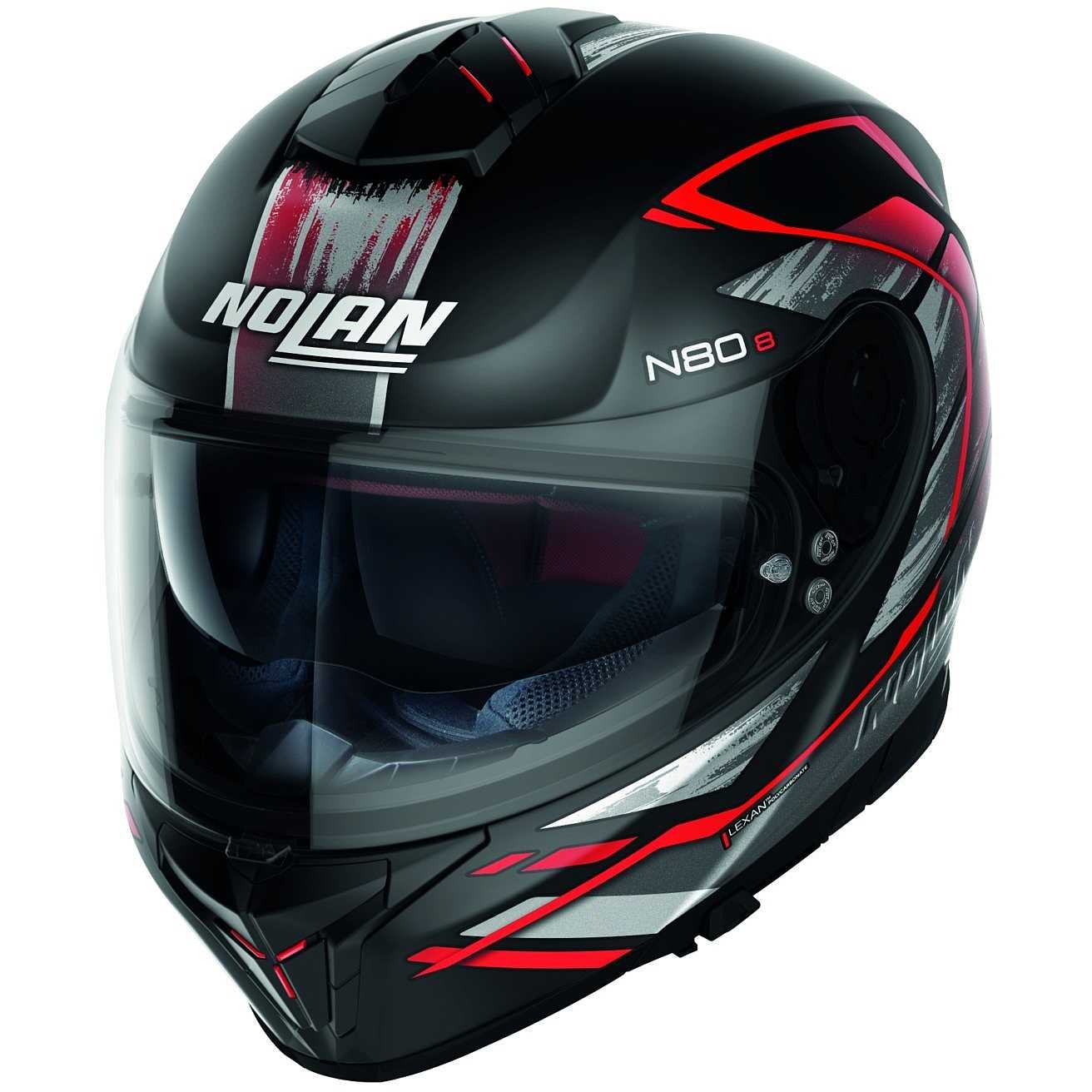 Casco integrale Nolan N80.8 Thunderbolt flat black red helmet casque
