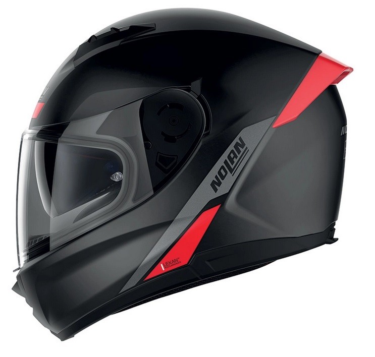 Casco integrale moto Nolan N60.6 Staple nero opaco rosso flat black red 41 Ncom helmet casque