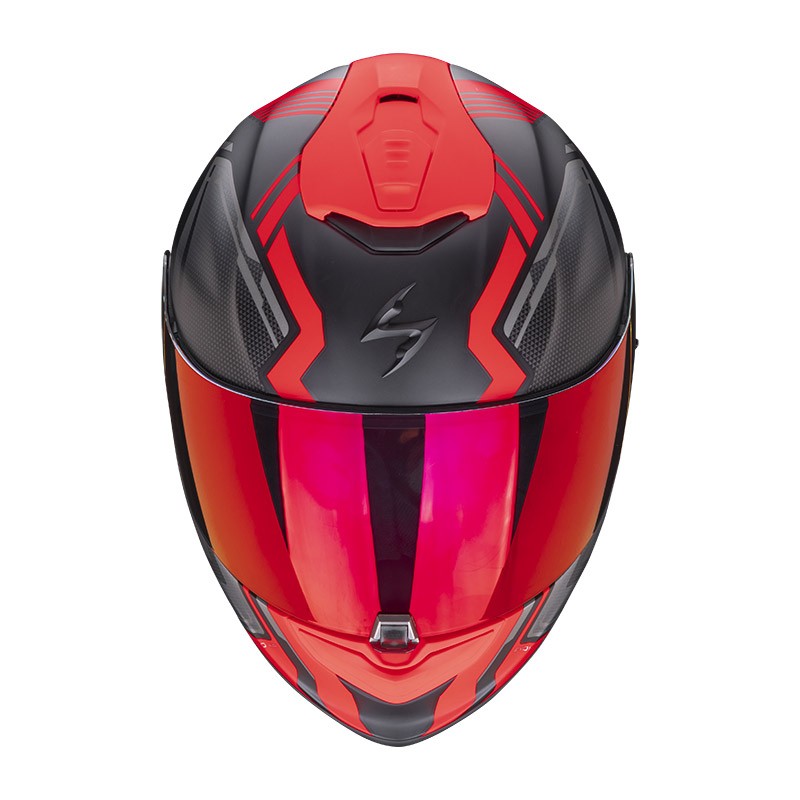 Casco integrale carbonio moto Scorpion Exo 1400 Corsa nero rosso black red helmet casque