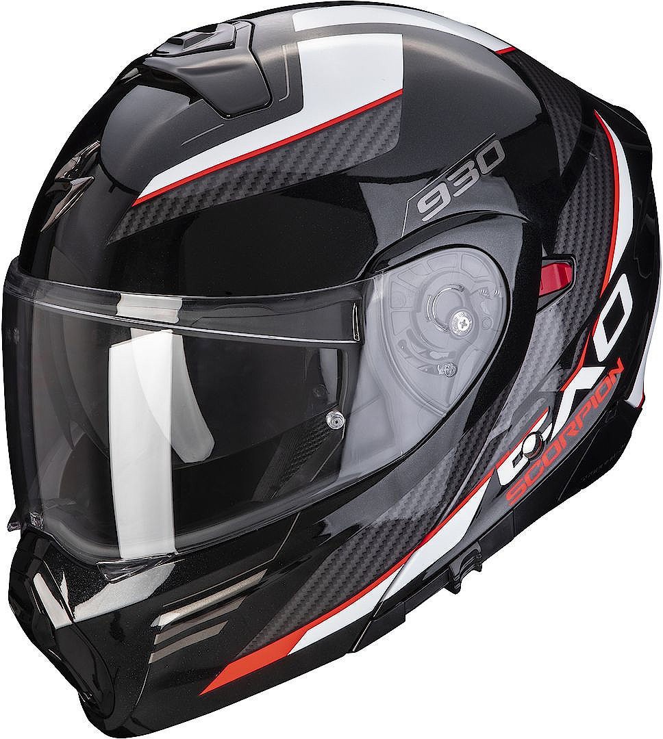 Casco Scorpion Exo-930 Navig nero rosso black red flip up helmet casque
