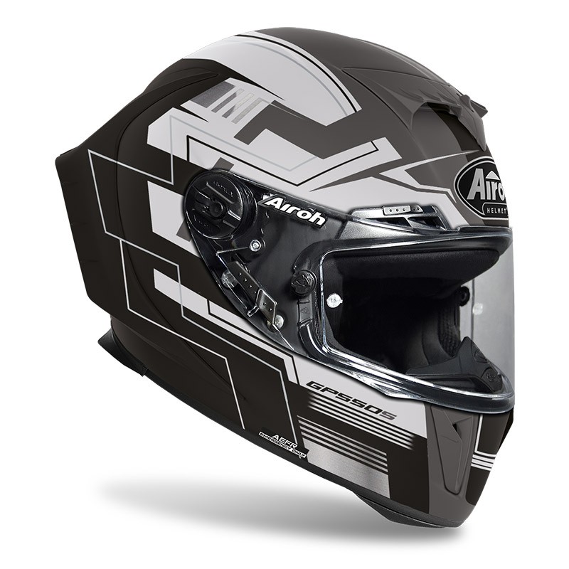 Casco integrale moto Airoh Gp 550 S Challenge nero opaco grigio black matt grey helmet casque