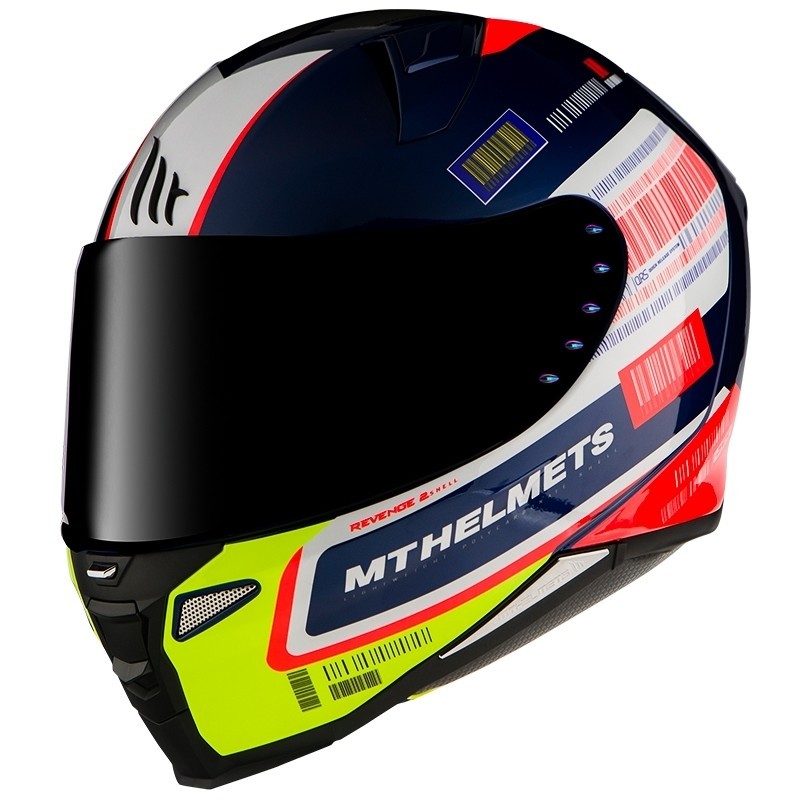 Casco MT Helmets REVENGE 2 RS A0 Blu Lucido rosso bianco red white