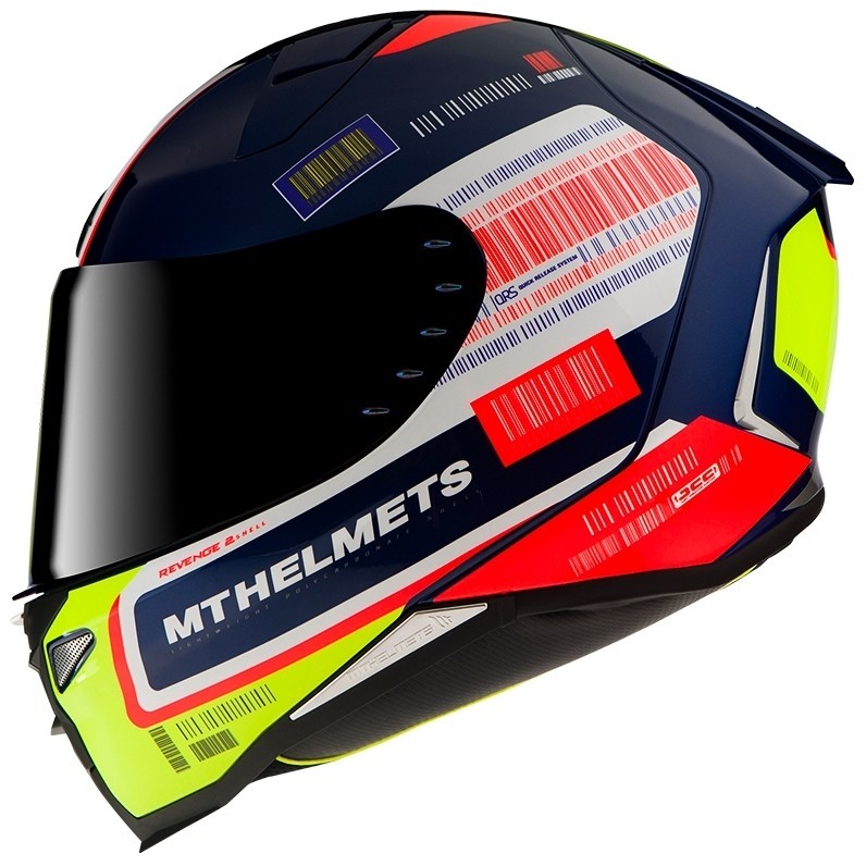 Casco Moto Integrale MT Helmets REVENGE 2 RS A0 Blu Lucido rosso bianco red white