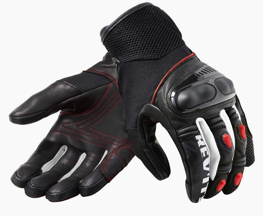 Guanti pelle tessuto Revit Metric nero rosso black neon red gloves