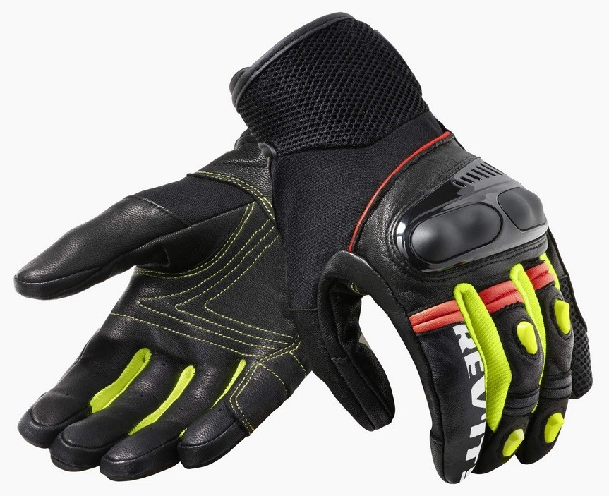 Guanti pelle tessuto Revit Metric nero giallo black neon yellow gloves