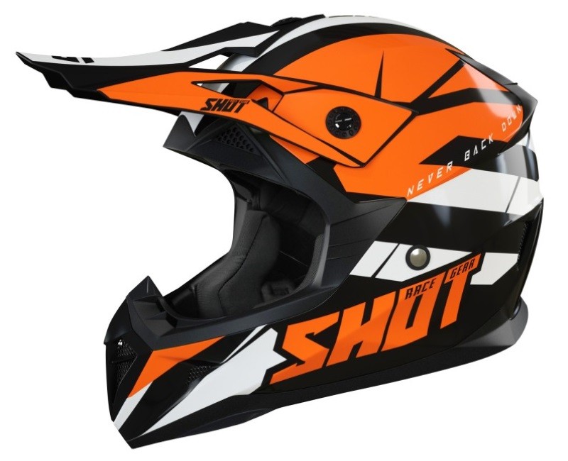 Casco cross Shot Pulse Revenge black orange white helmet casque