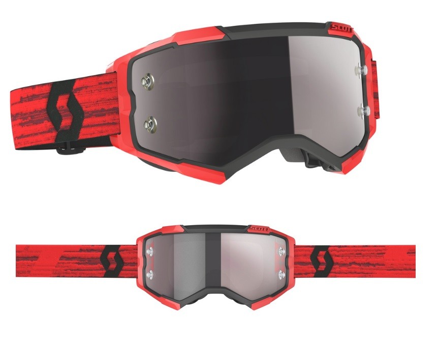 Maschera Cross Goggle Scott Fury Dark red silver chrome