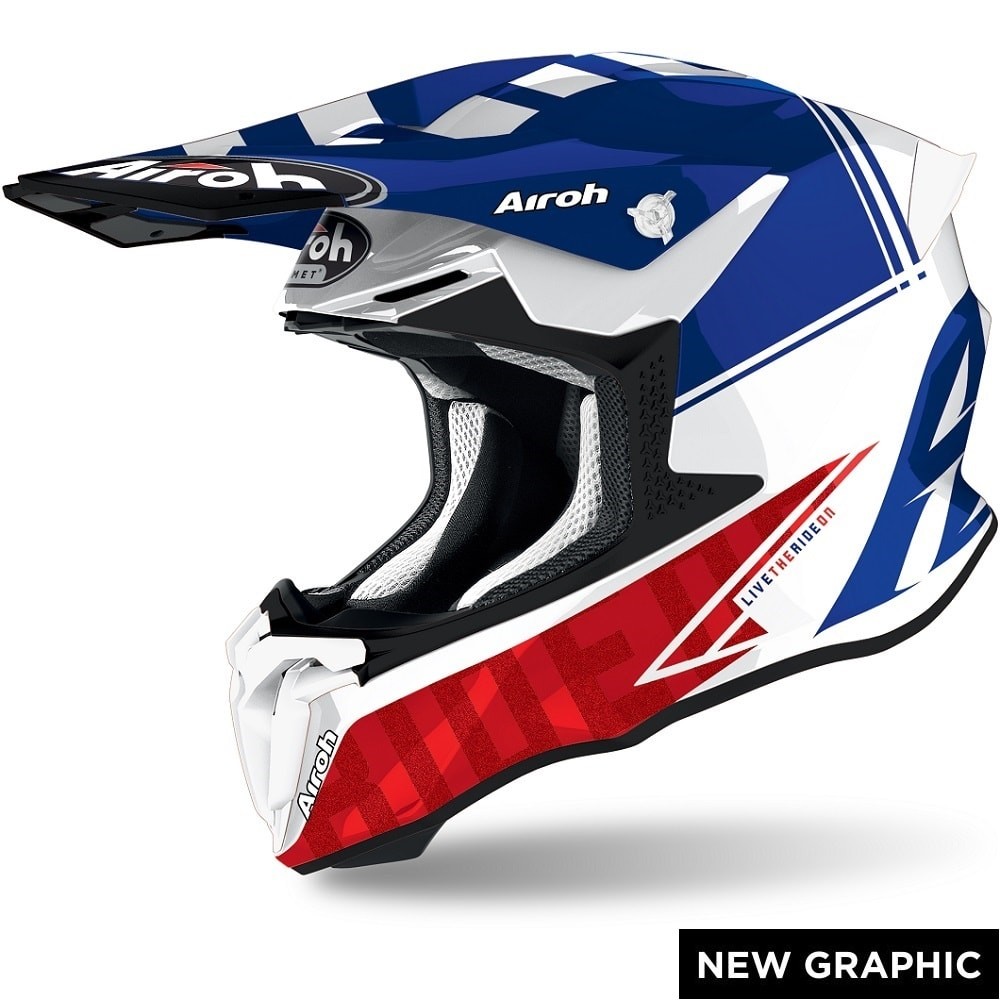 Casco moto cross enduro motard off road Airoh Twist 2.0 Tech blu TW2T18 helmet casque