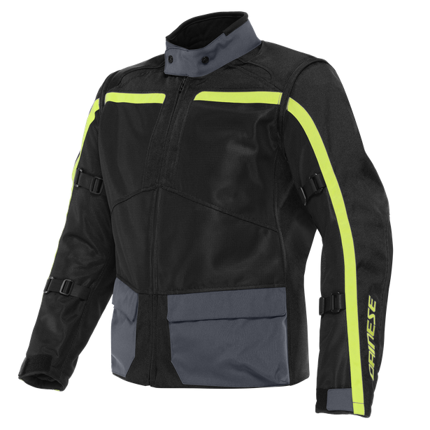 Giacca moto Dainese Outlaw nero grigio giallo Black Ebony Fluo-Yellow jacket