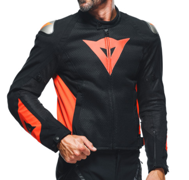Giacca moto sport touring primavera estate Dainese Energyca Tex nero rosso black fluo red spring summer jacket